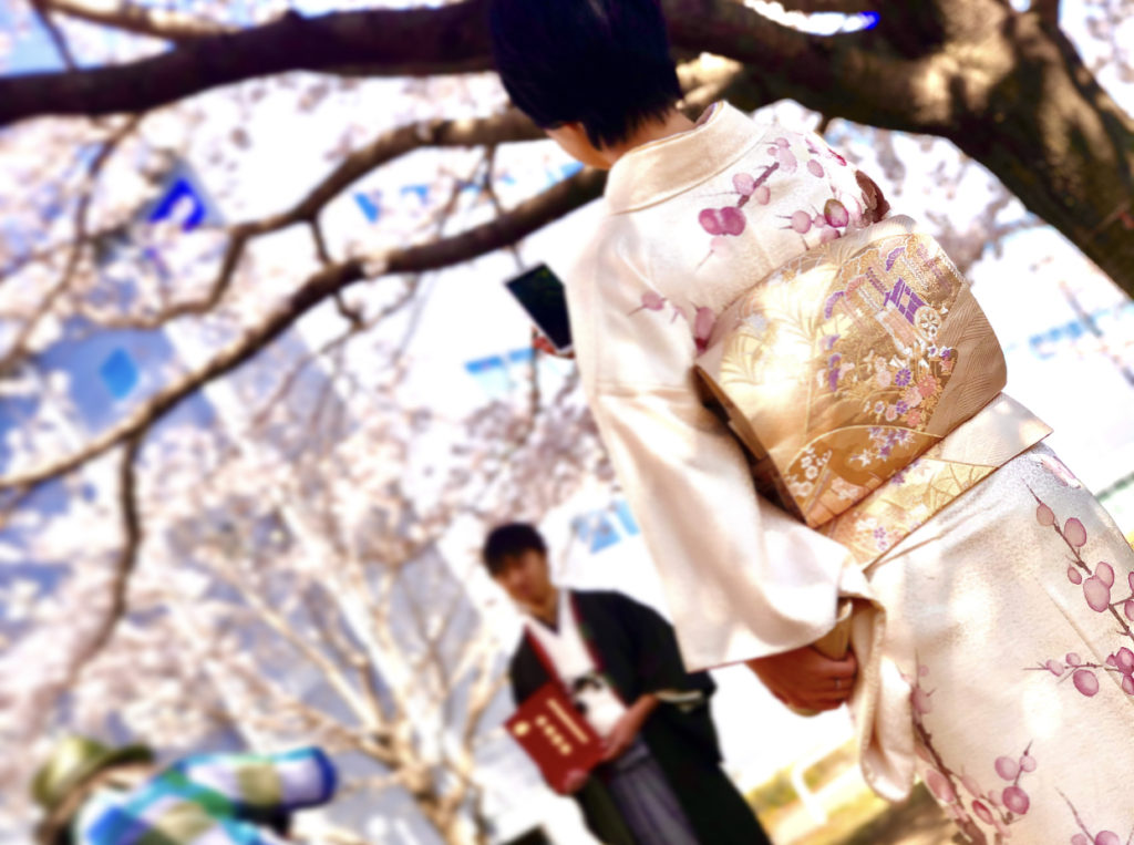 卒業式袴　桜撮影　出張着付け